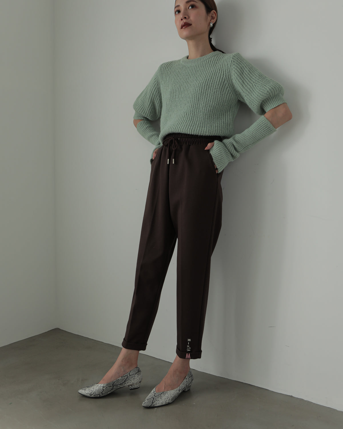 embroidered hem pants