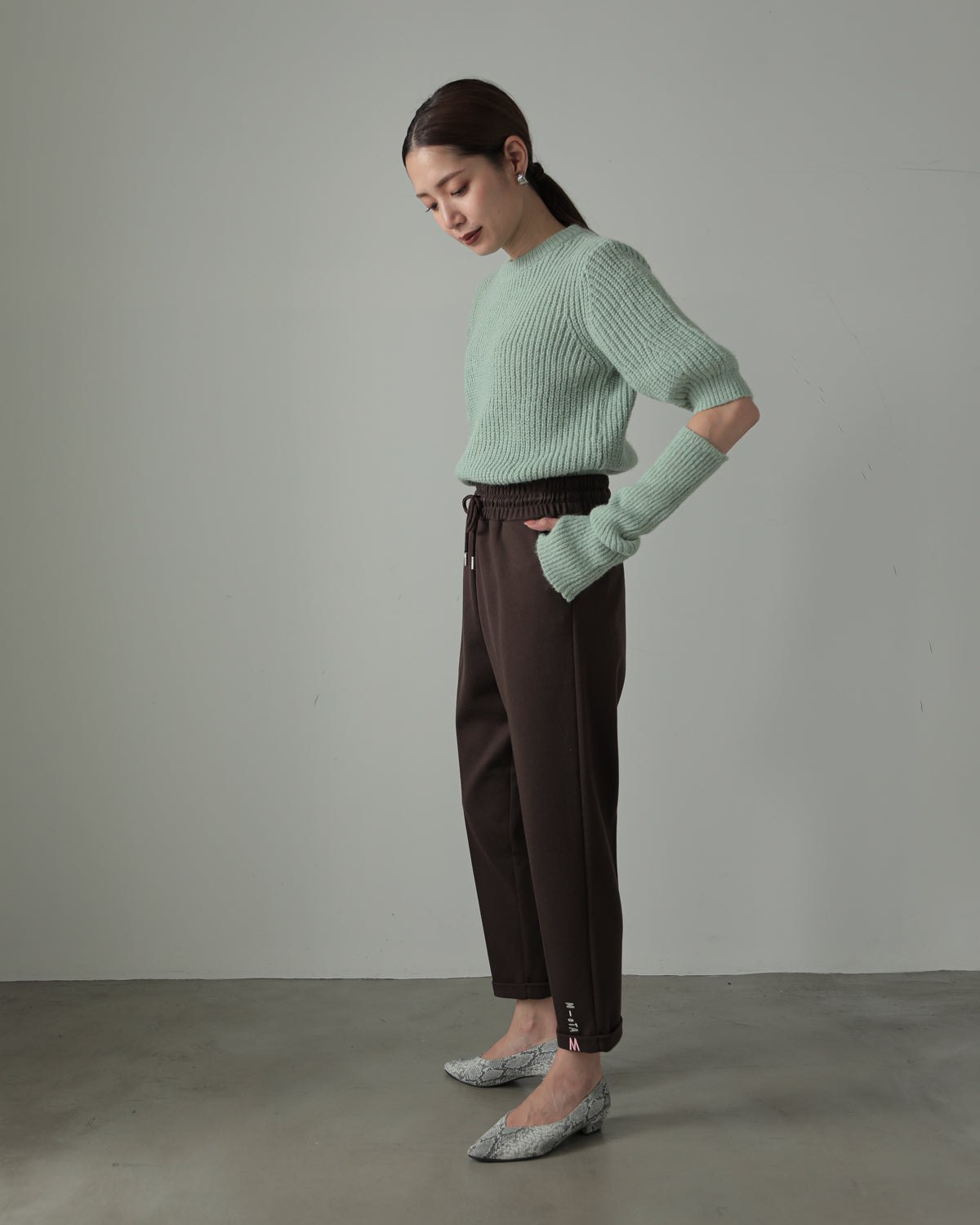 embroidered hem pants