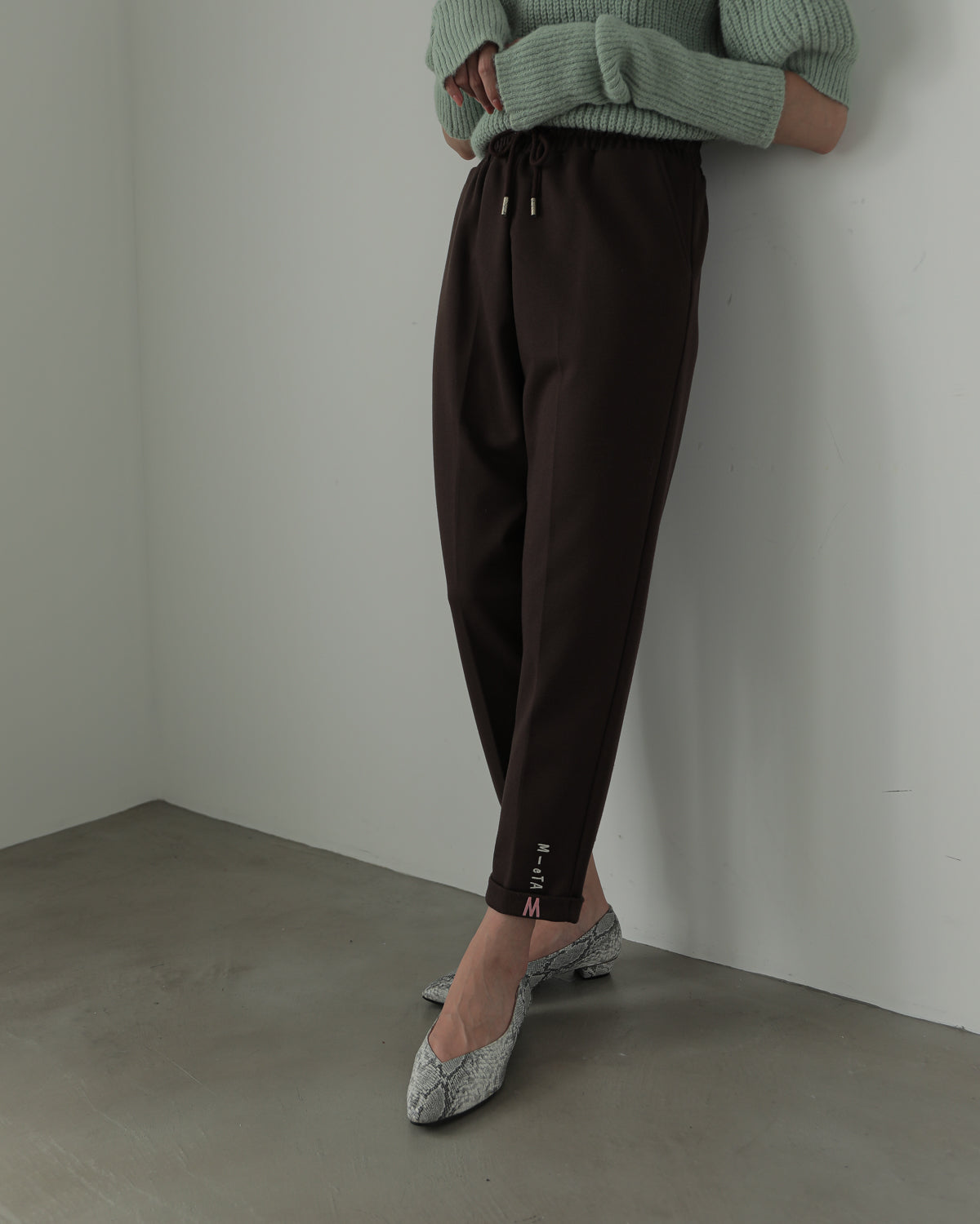 embroidered hem pants