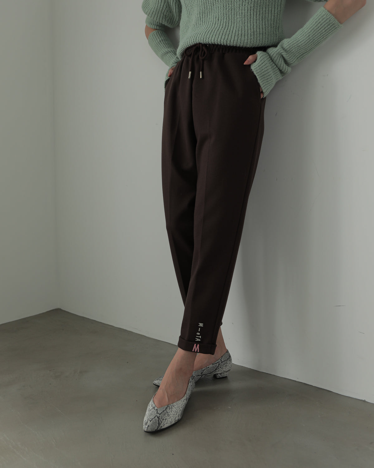 embroidered hem pants