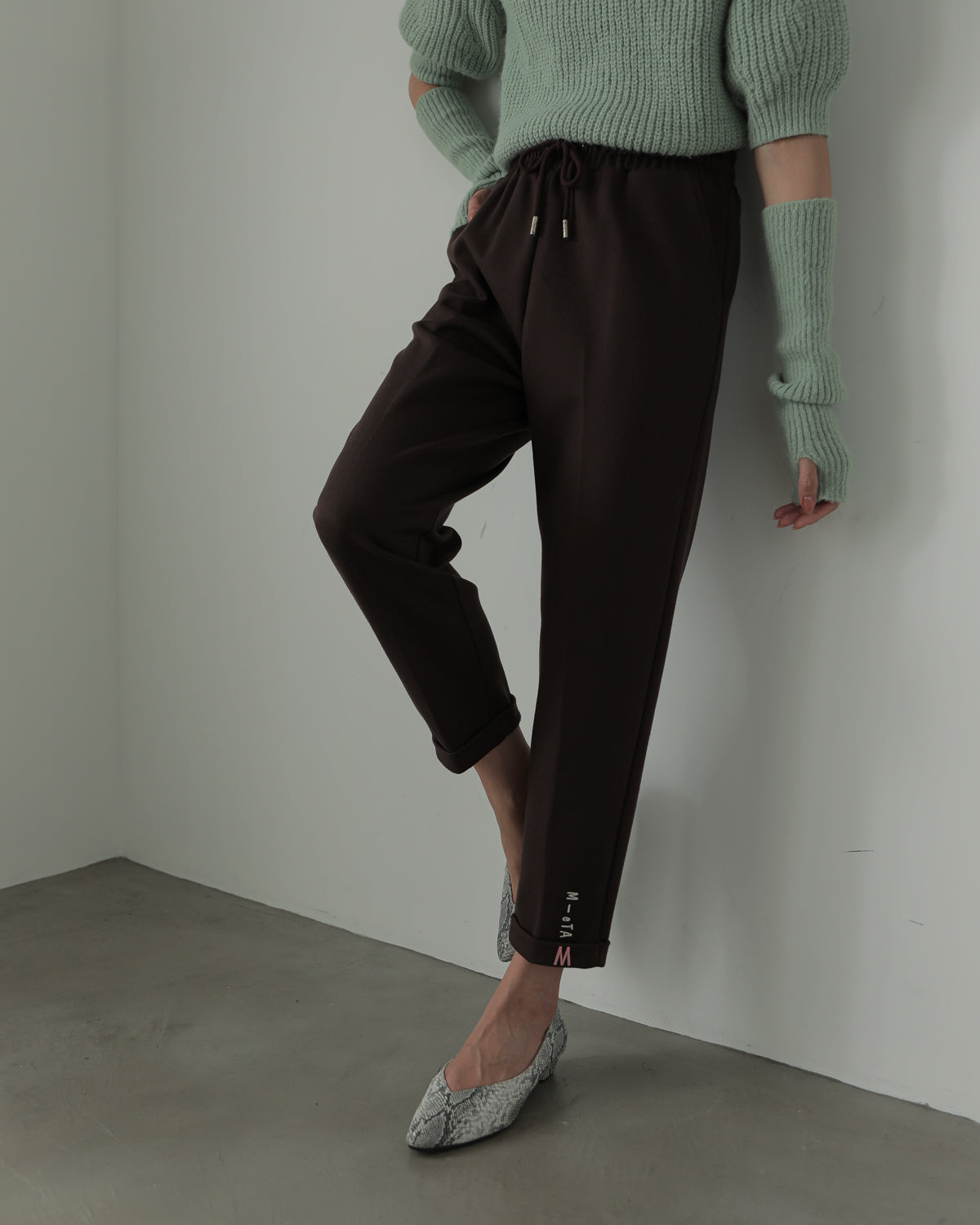 embroidered hem pants