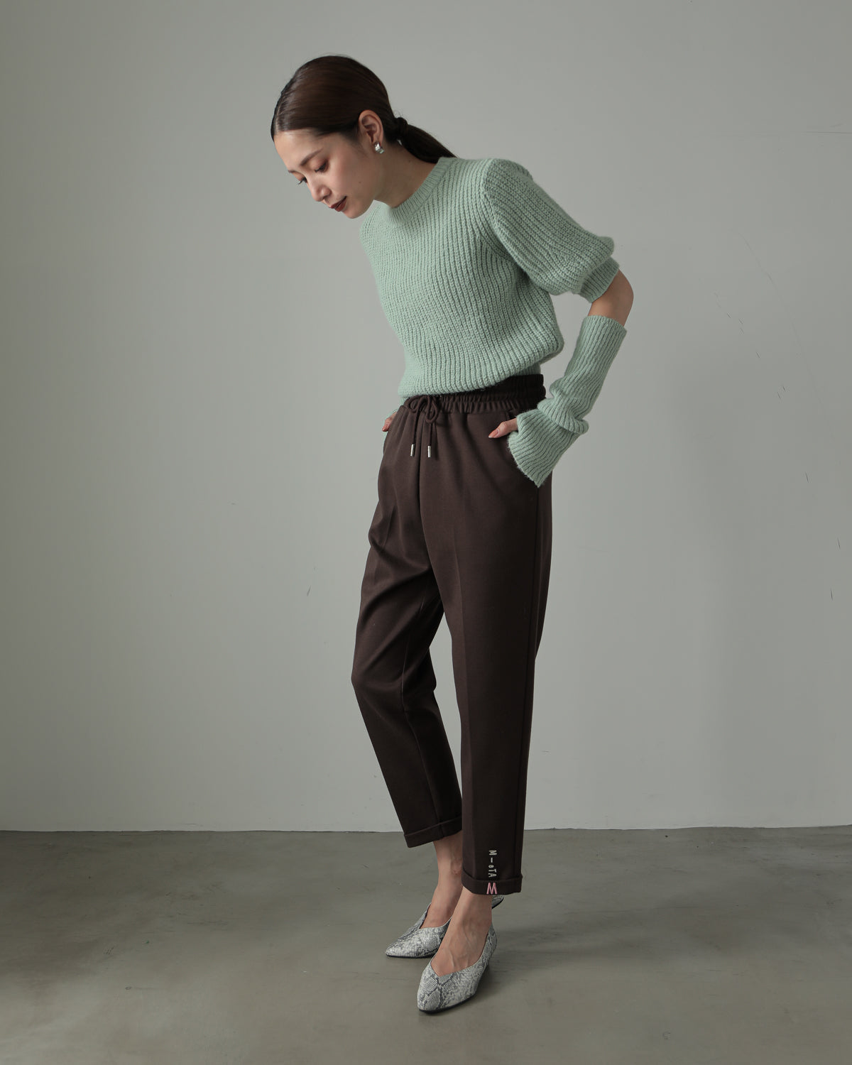 embroidered hem pants