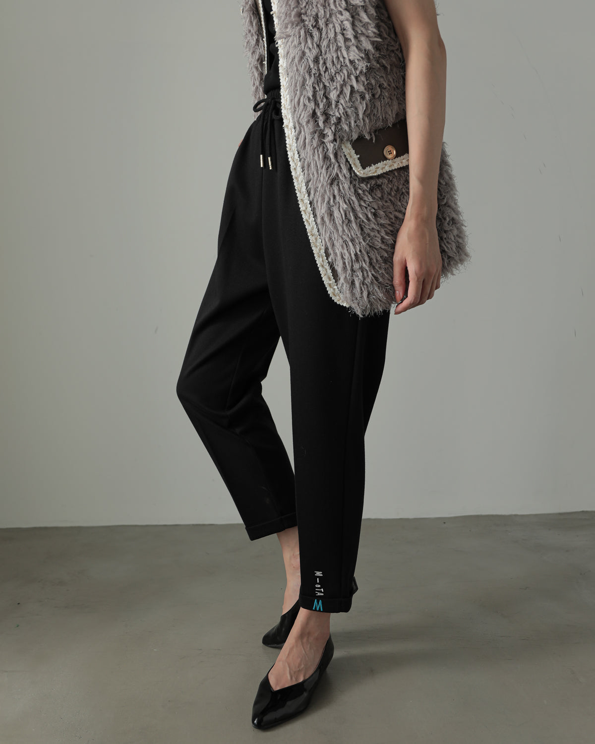 embroidered hem pants