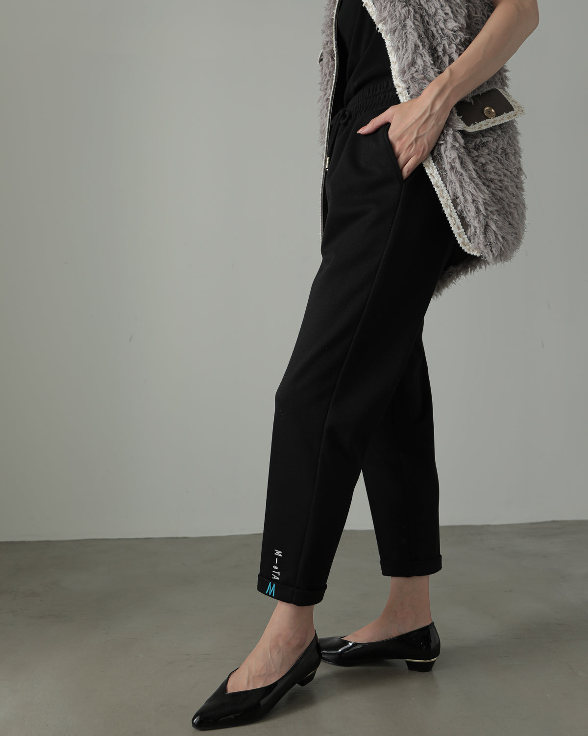 embroidered hem pants