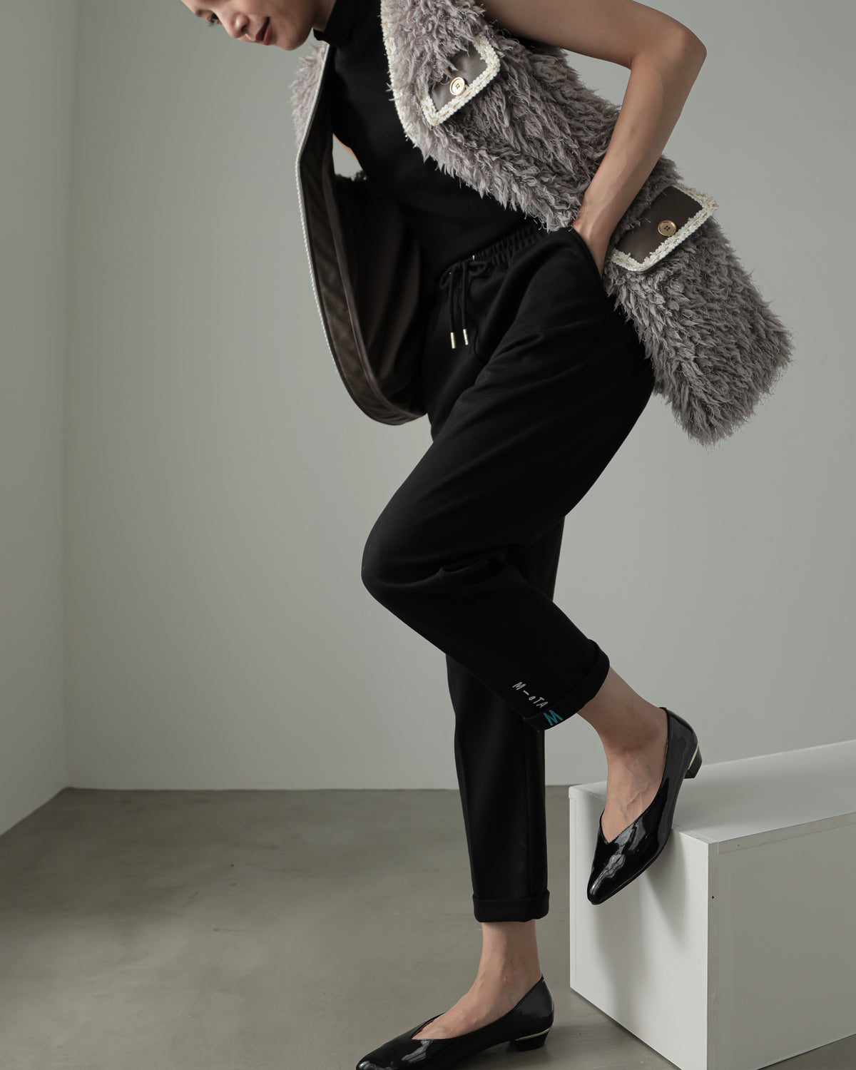 embroidered hem pants