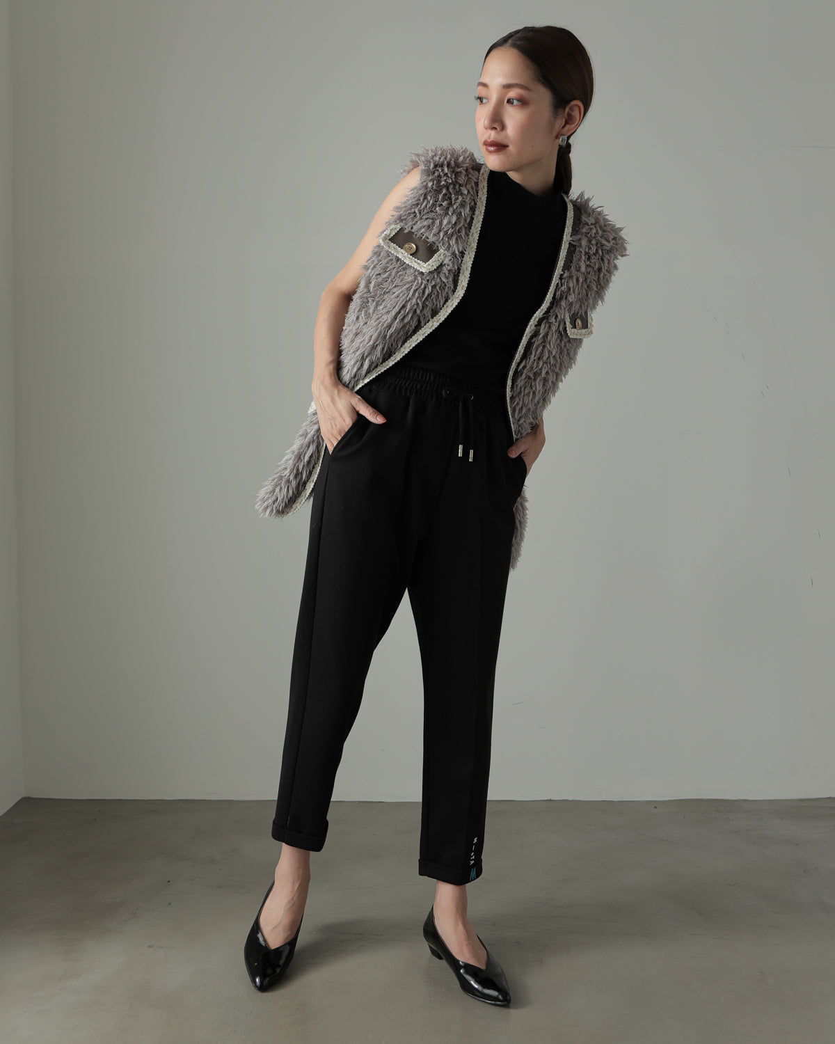 embroidered hem pants