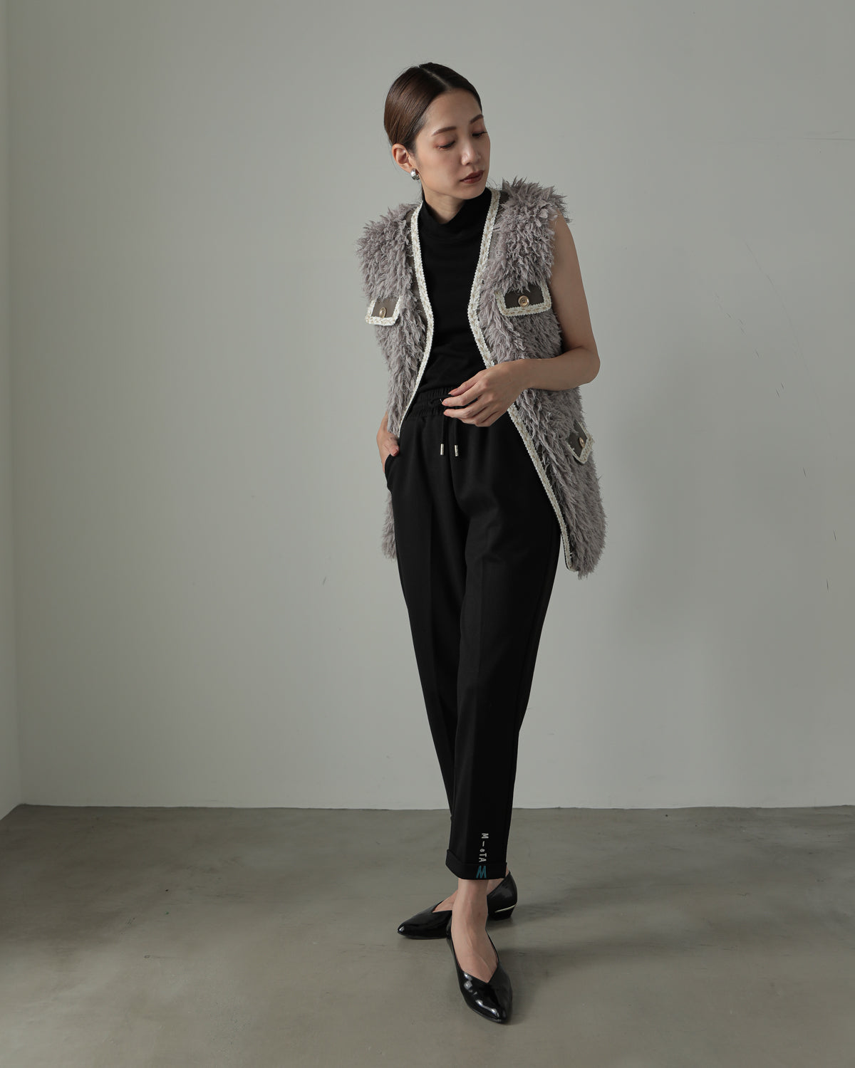 embroidered hem pants