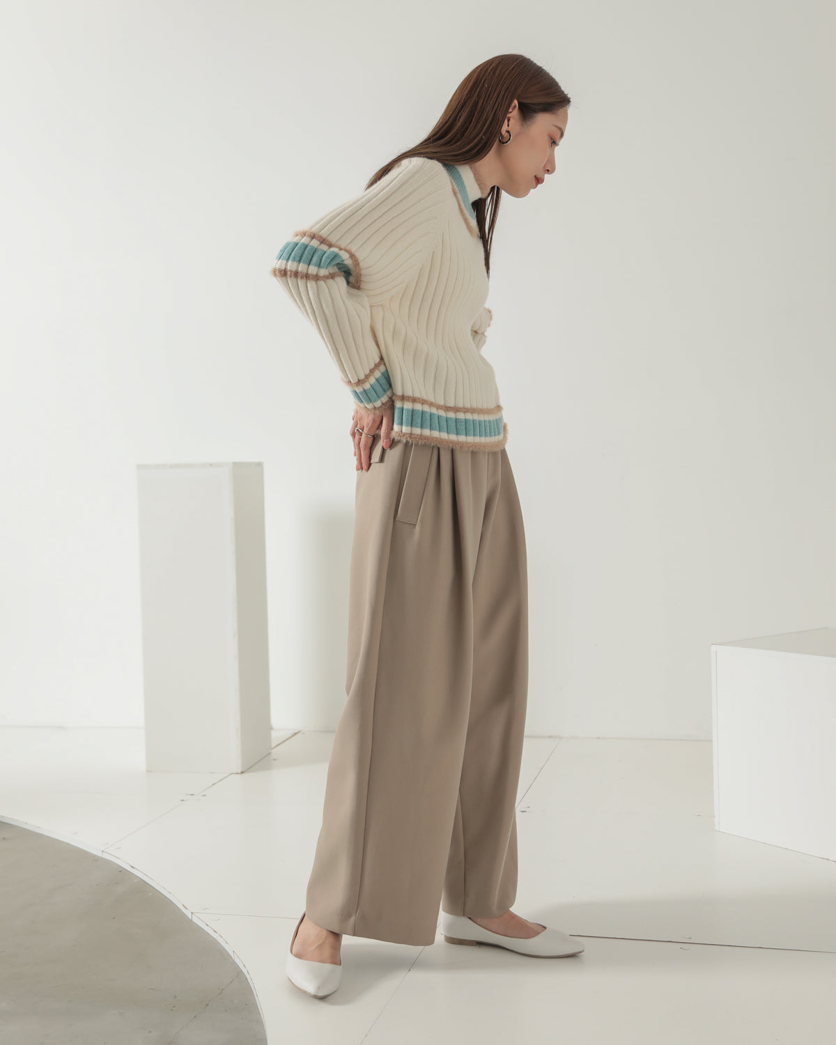 color combination ribbed pullover