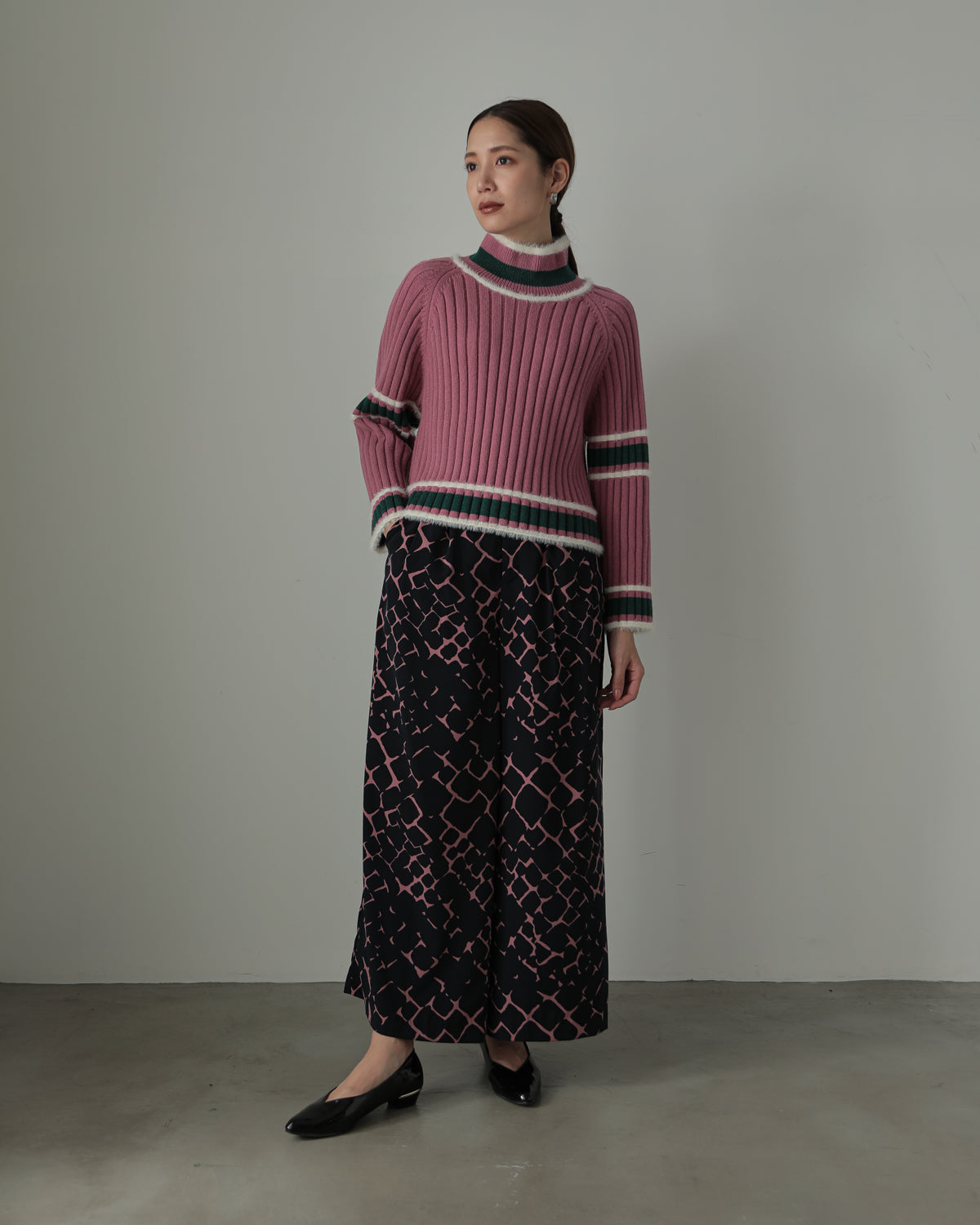 color combination ribbed pullover