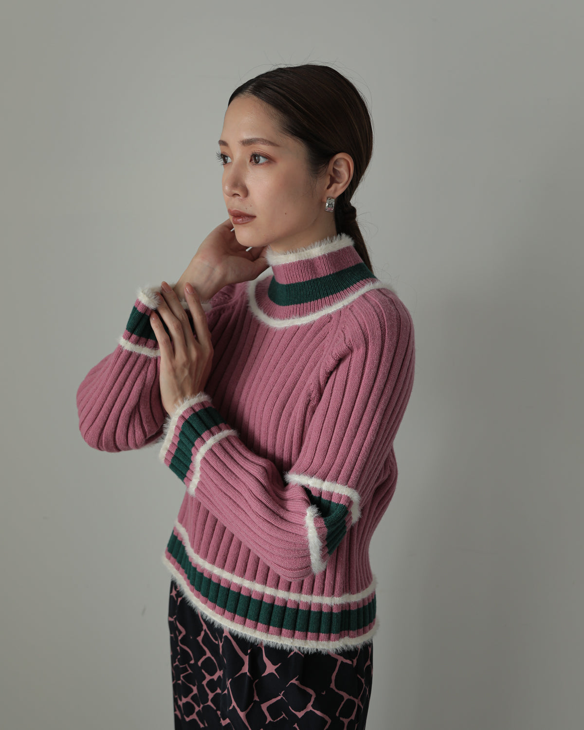 color combination ribbed pullover