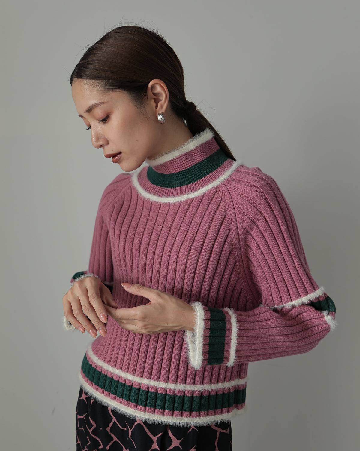 color combination ribbed pullover