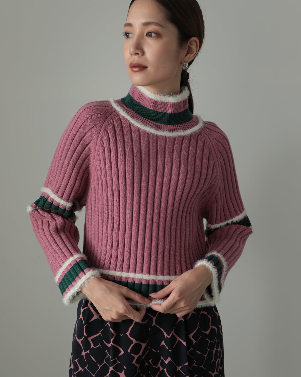 color combination ribbed pullover