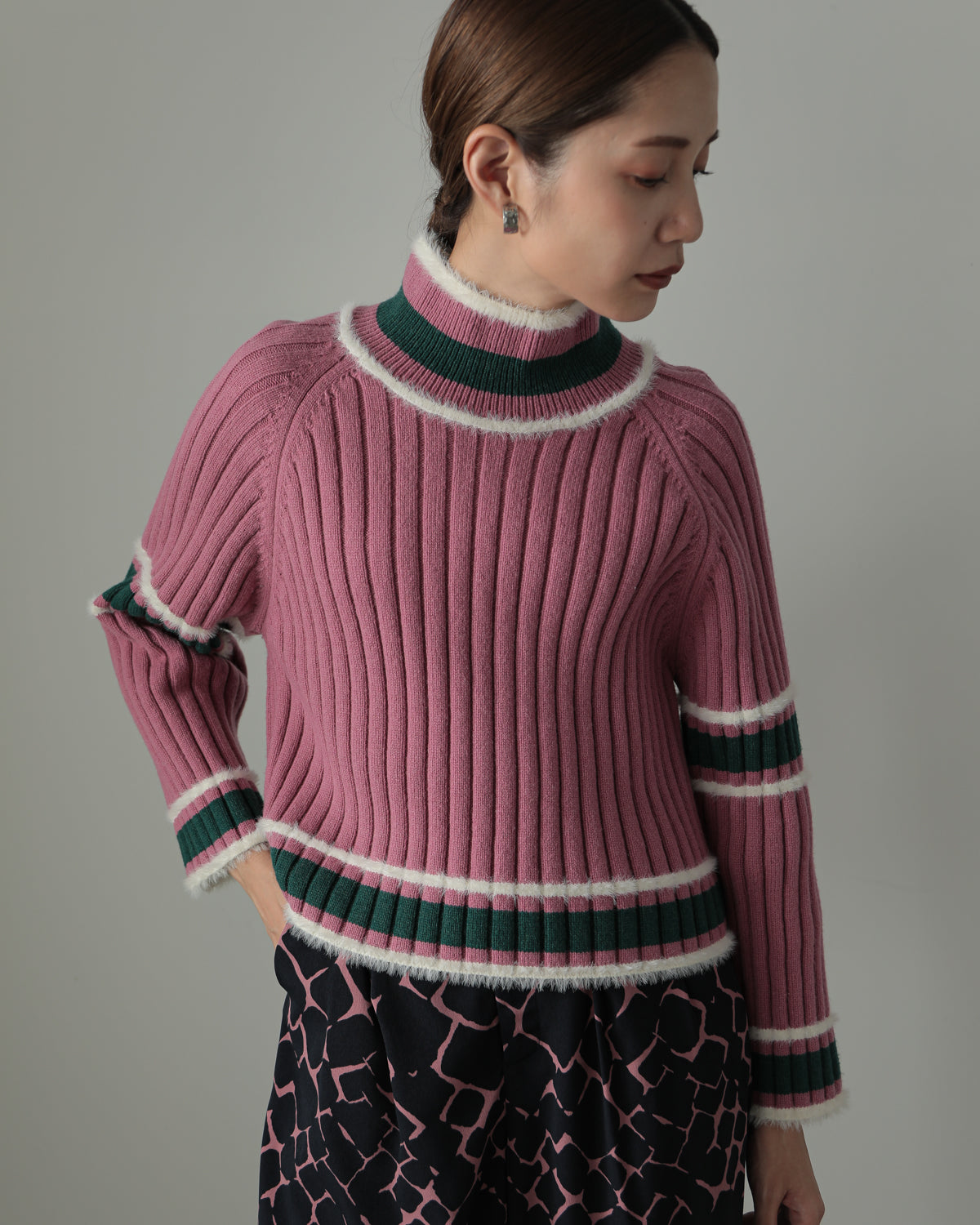 color combination ribbed pullover
