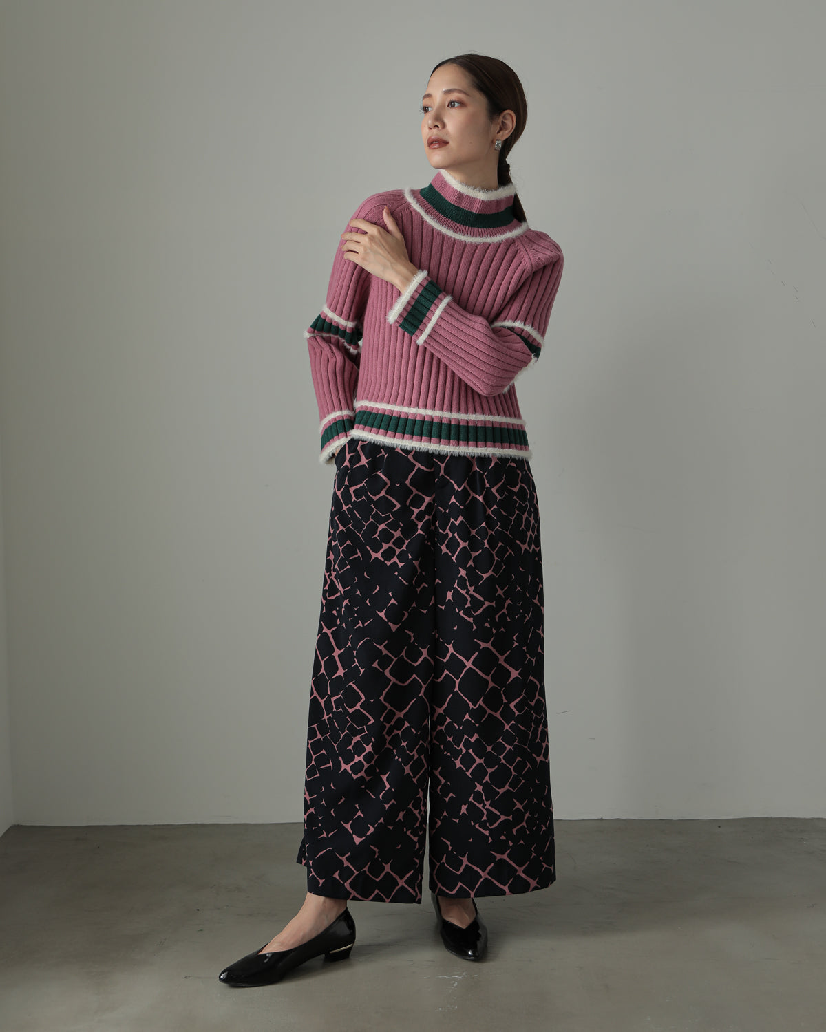 color combination ribbed pullover