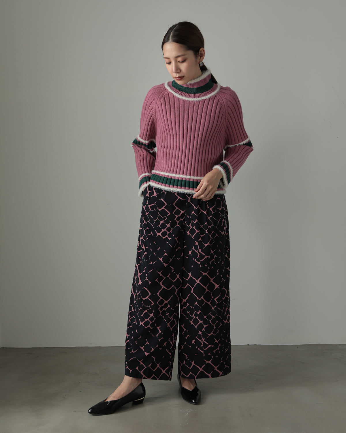 color combination ribbed pullover
