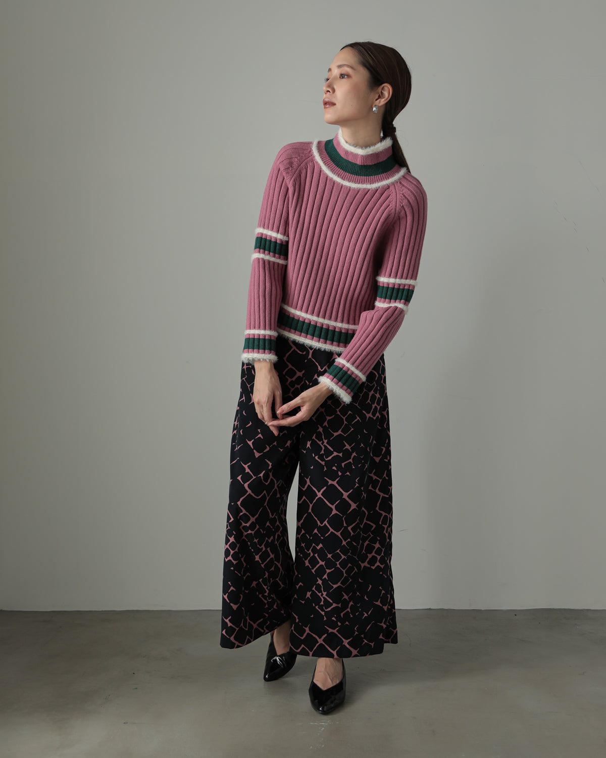 color combination ribbed pullover