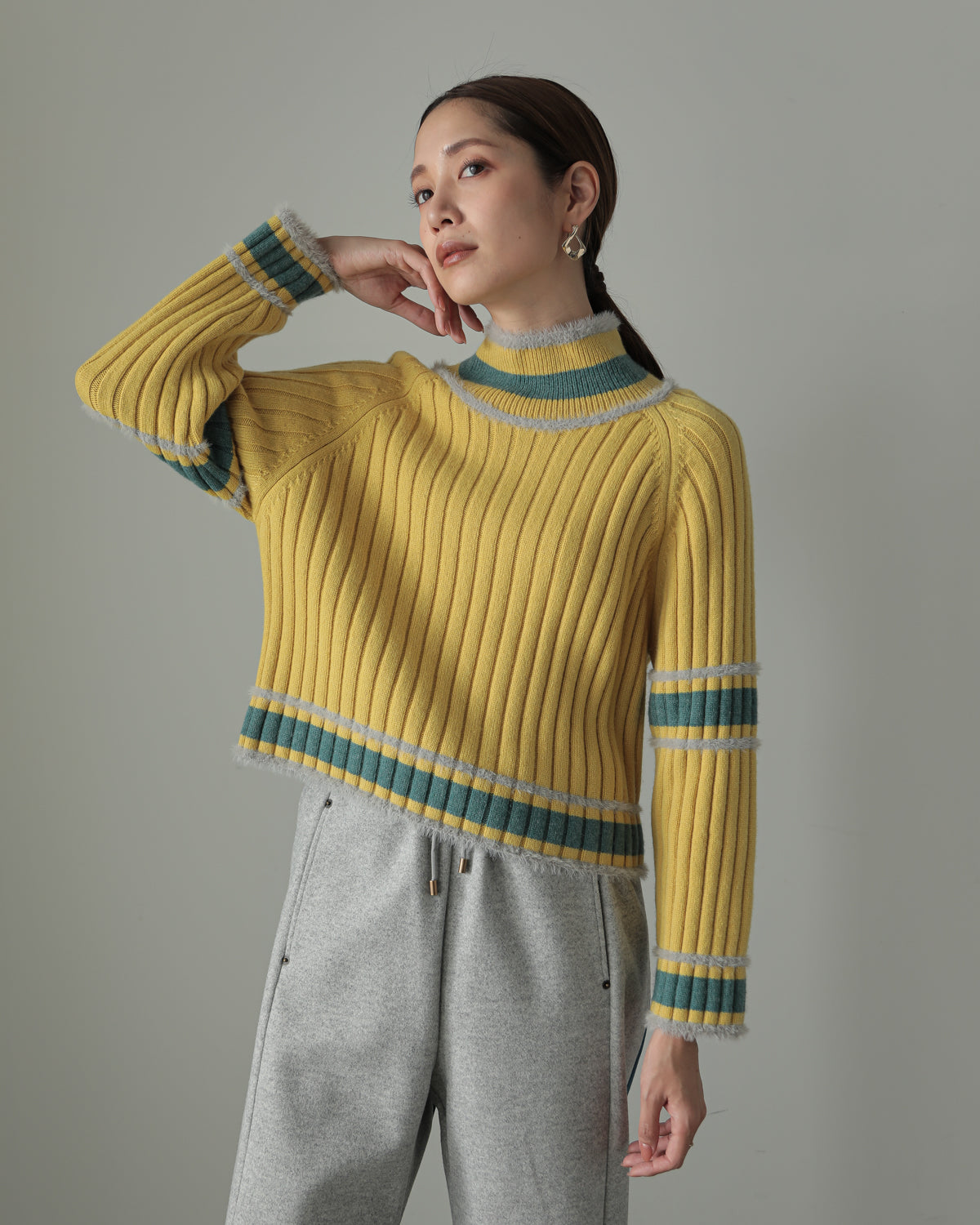 color combination ribbed pullover