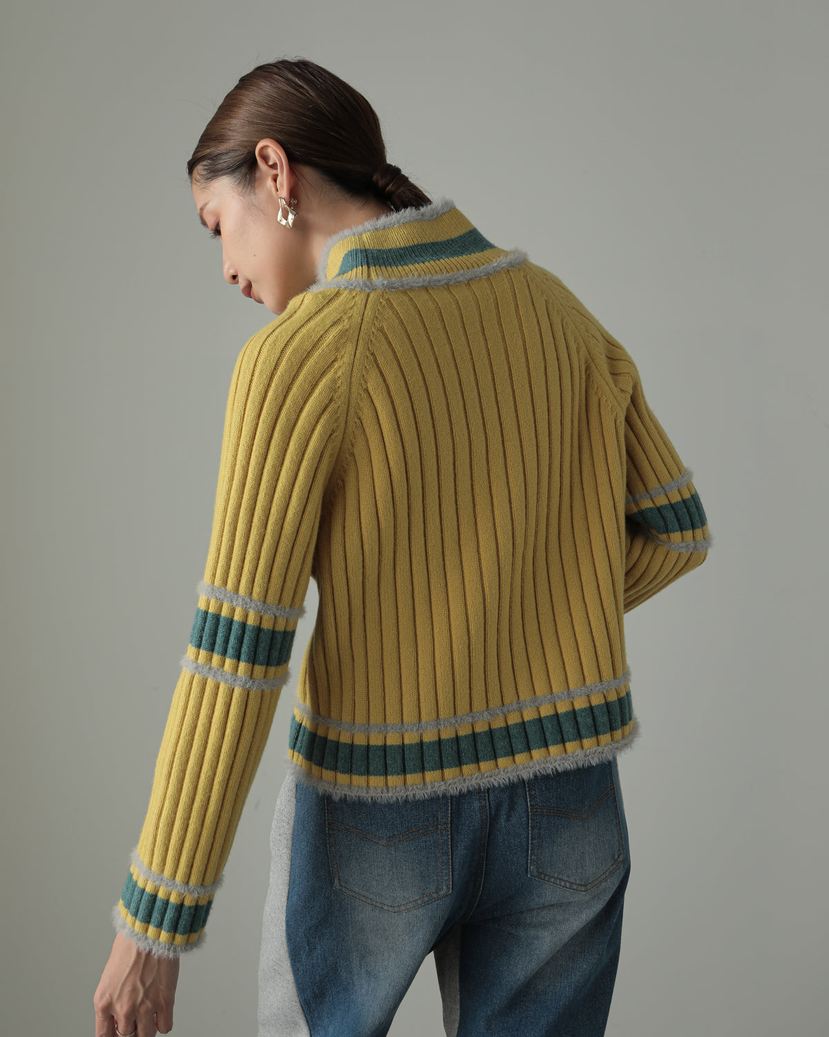 color combination ribbed pullover