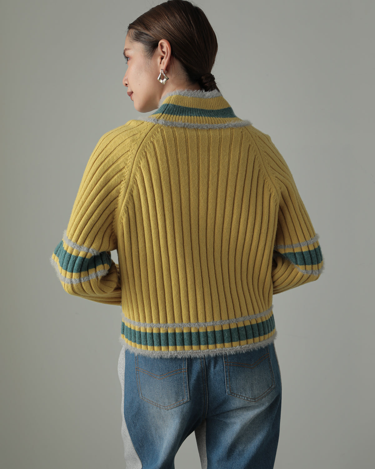 color combination ribbed pullover