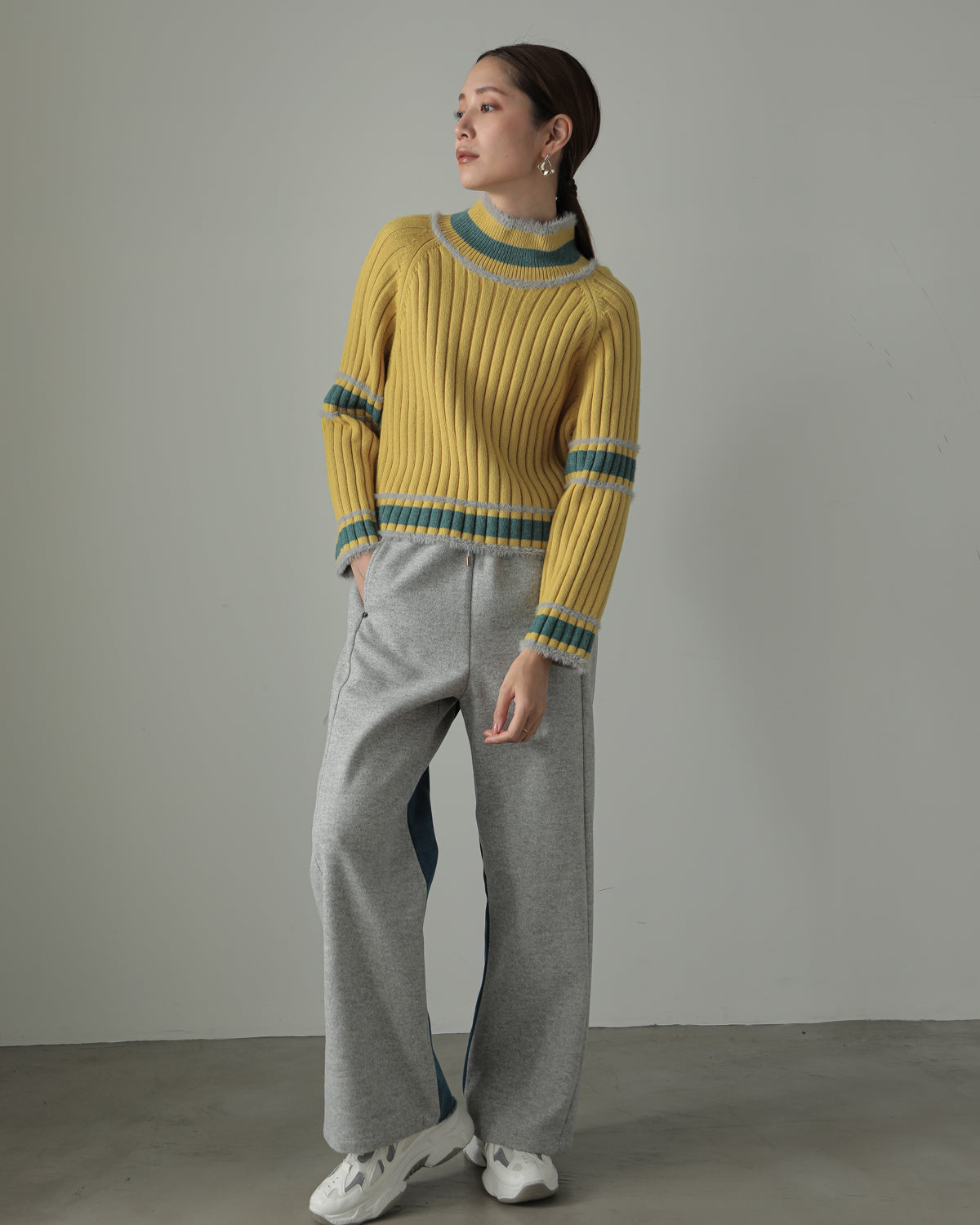 color combination ribbed pullover