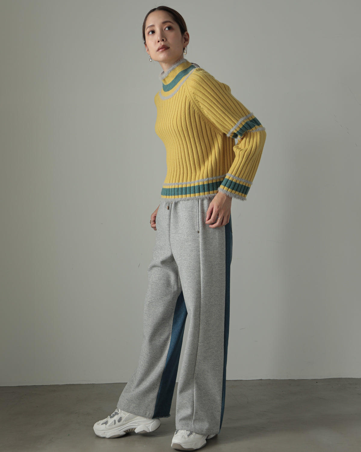 color combination ribbed pullover