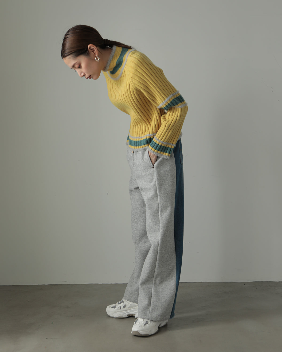 color combination ribbed pullover