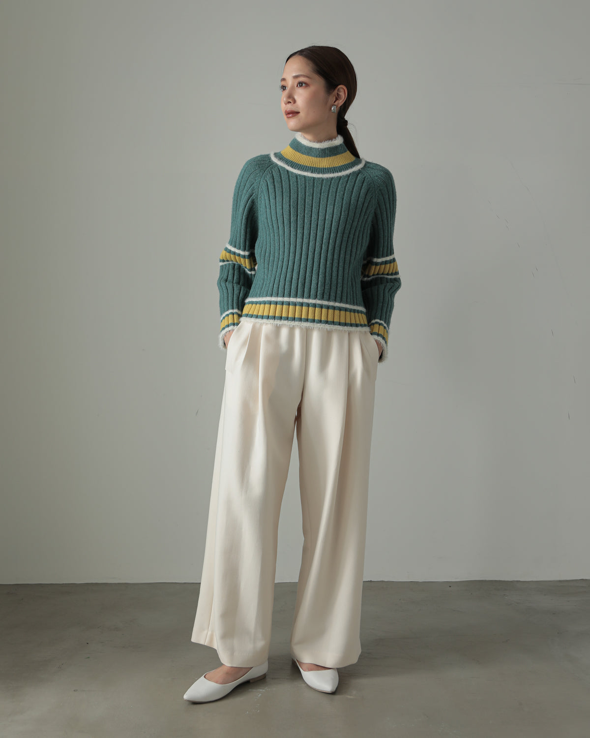 color combination ribbed pullover