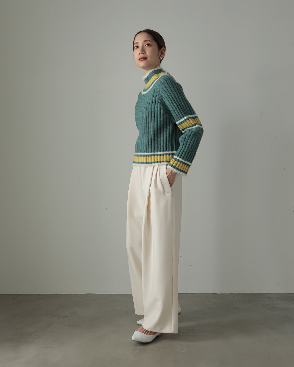 color combination ribbed pullover