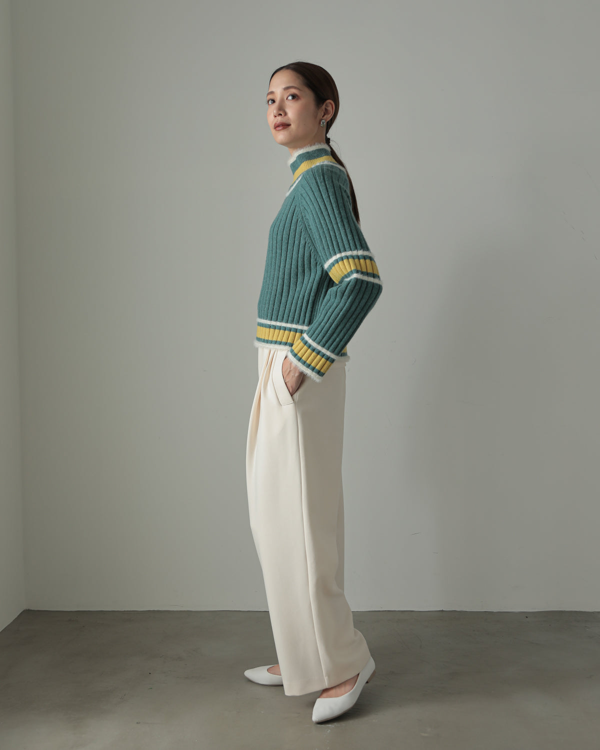 color combination ribbed pullover