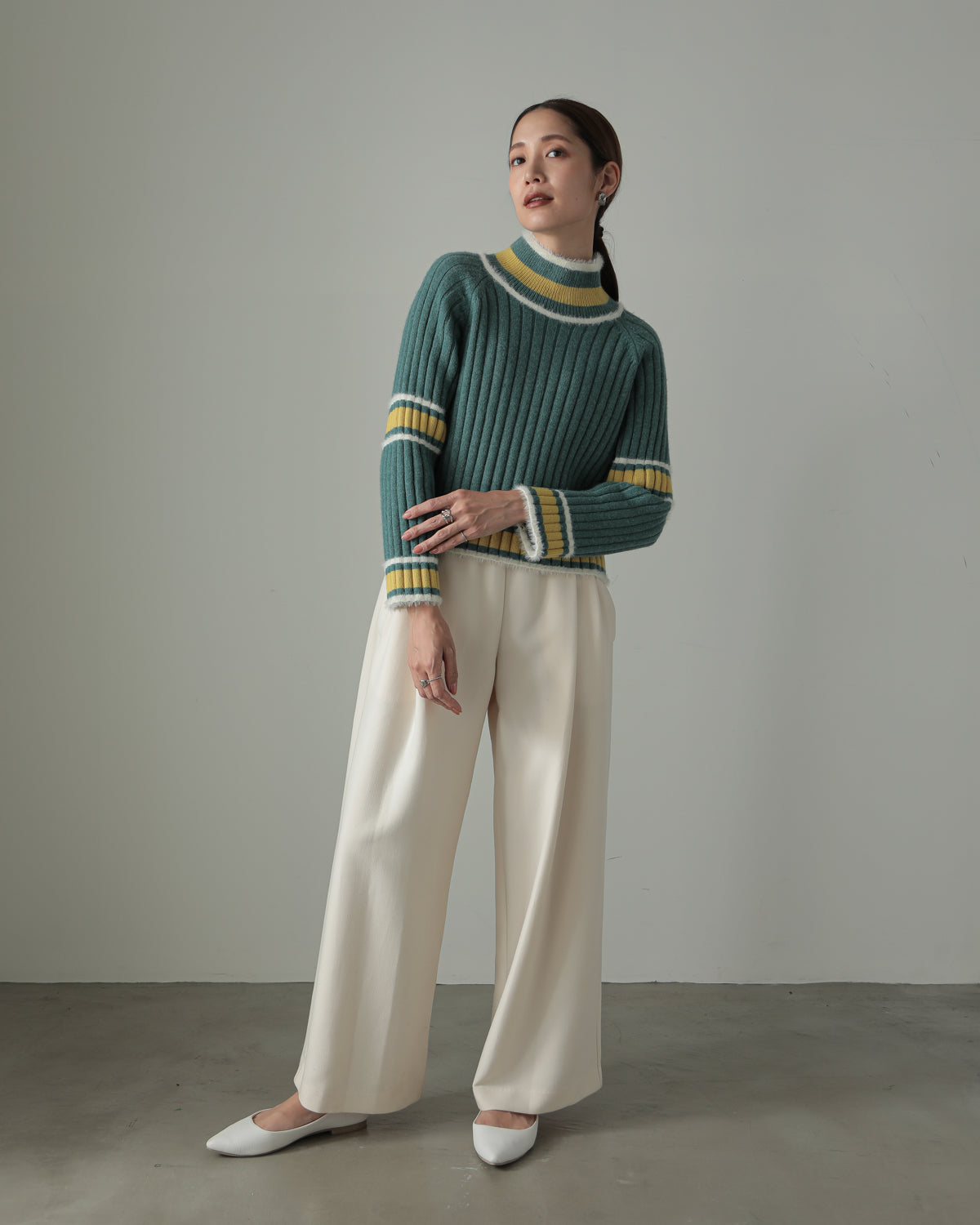 color combination ribbed pullover