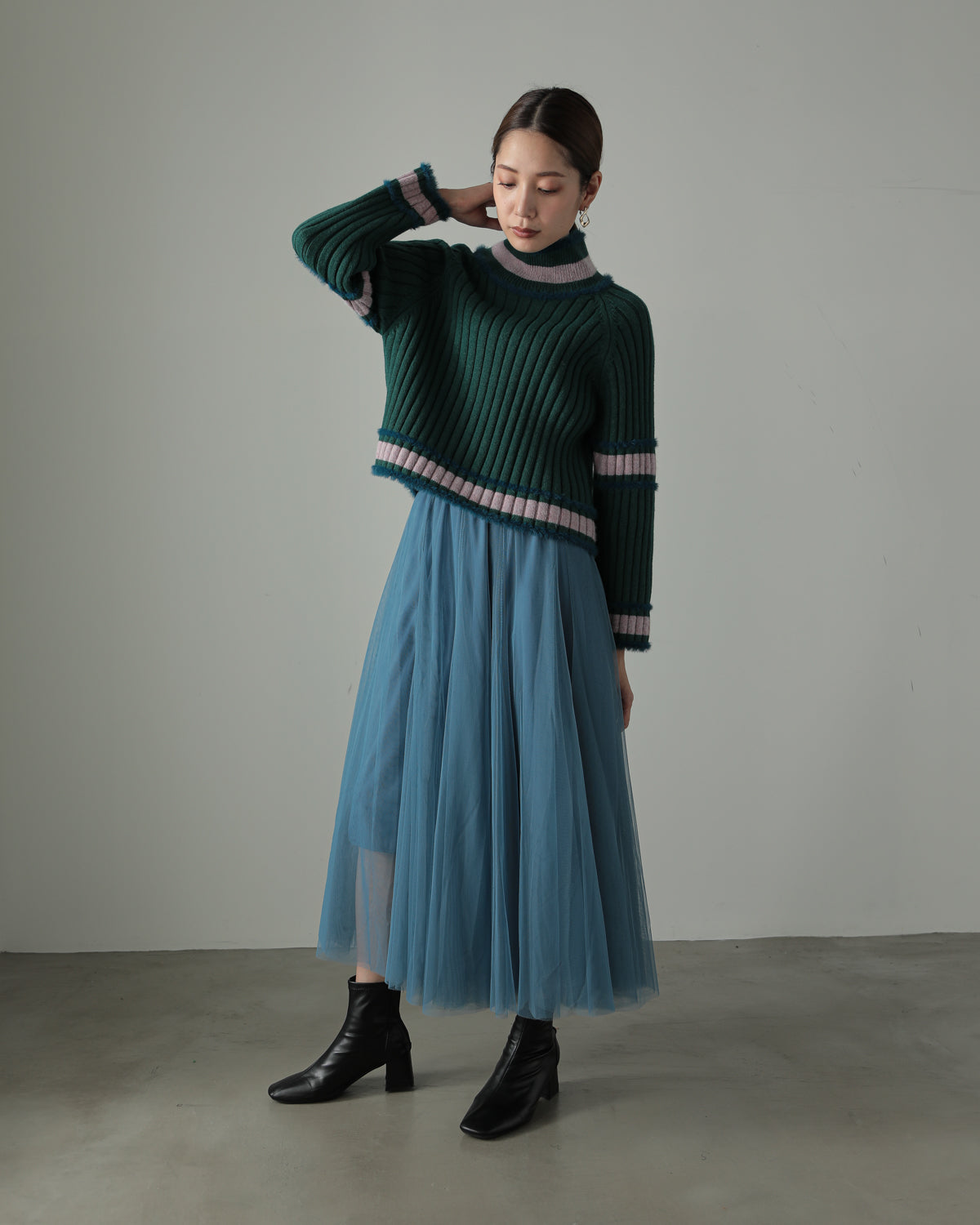 color combination ribbed pullover