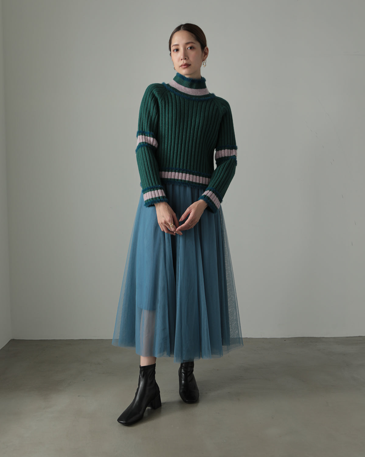 color combination ribbed pullover