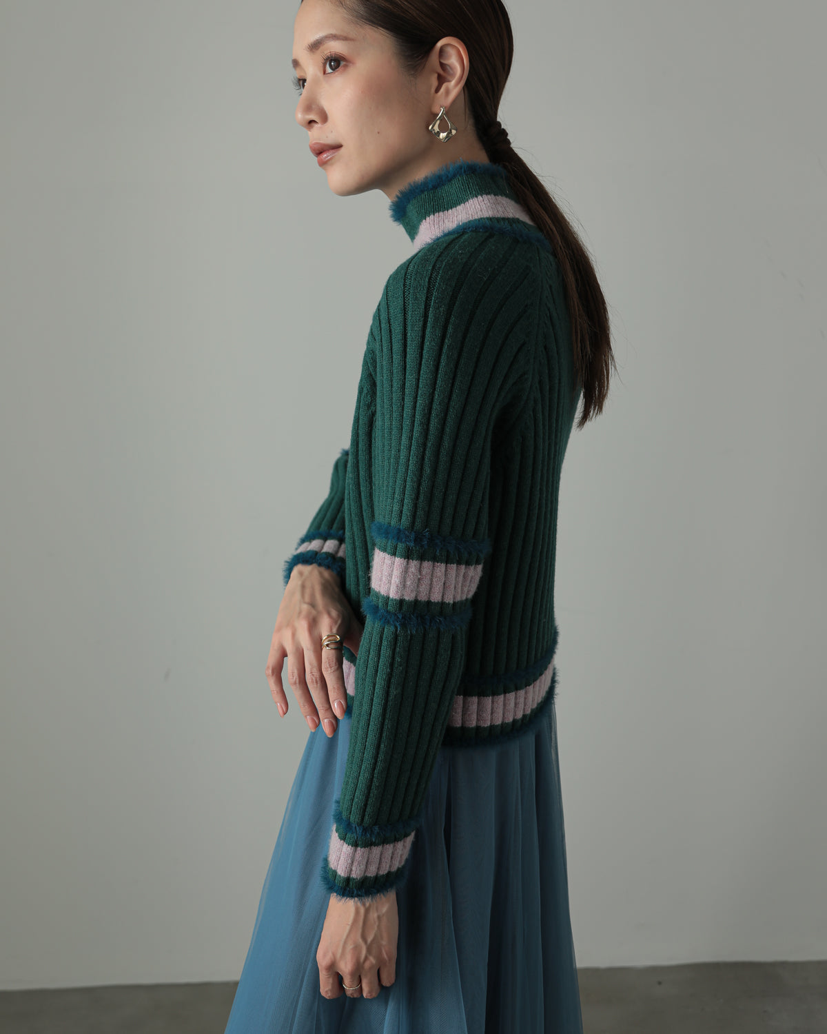 color combination ribbed pullover