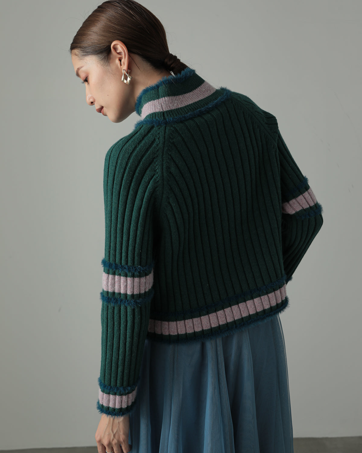 color combination ribbed pullover
