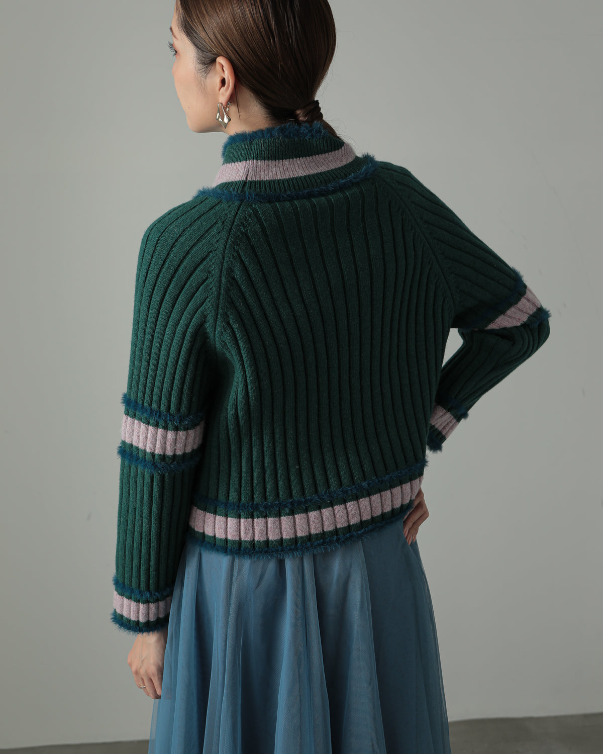 color combination ribbed pullover
