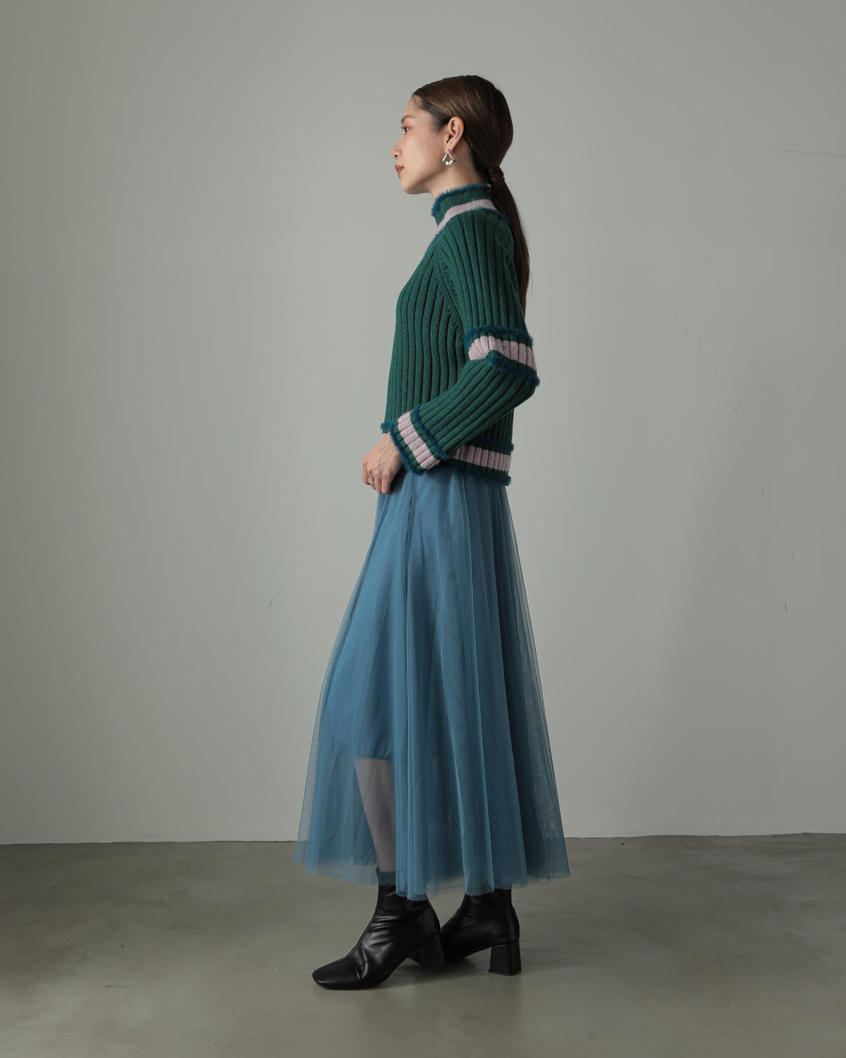 color combination ribbed pullover