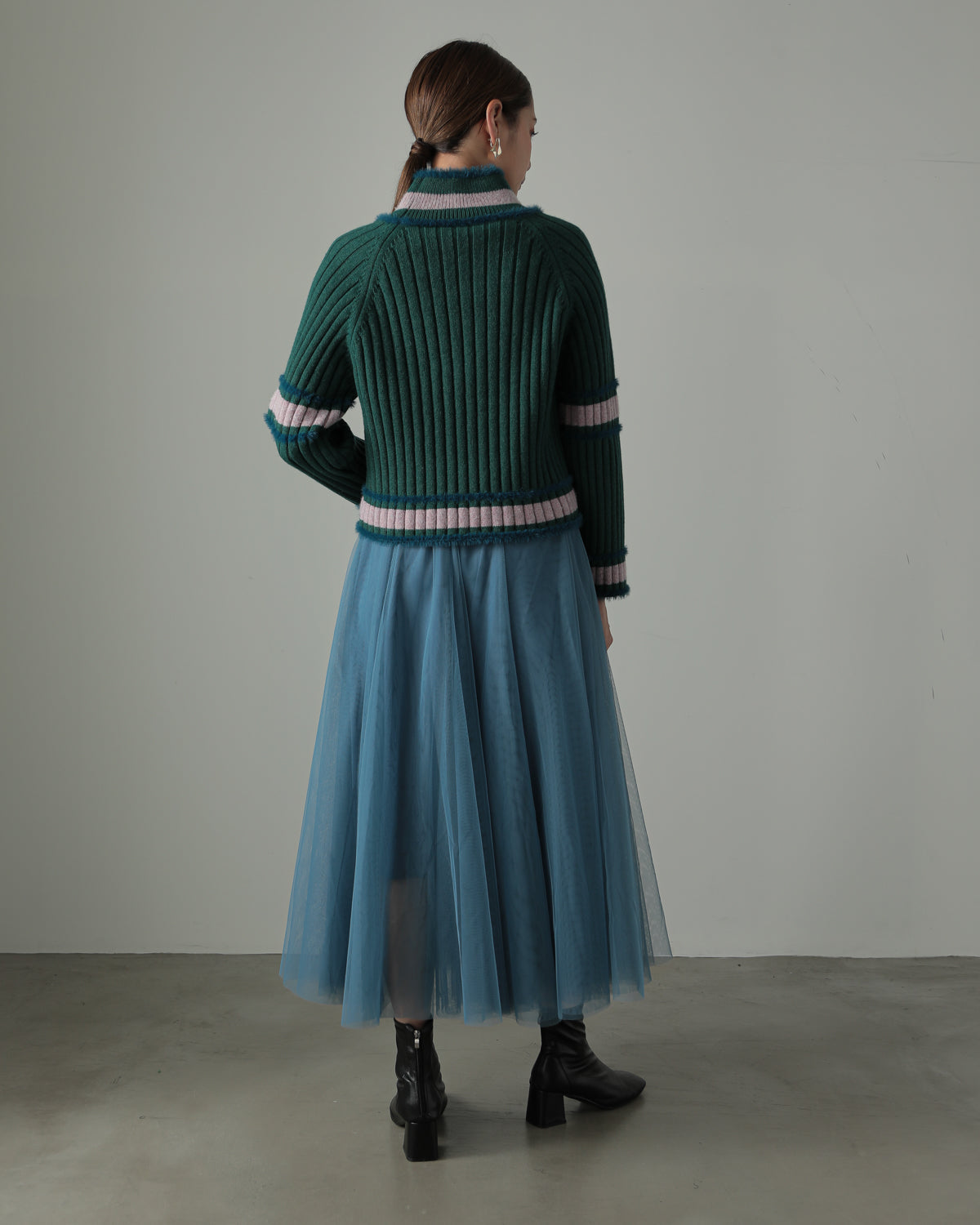 color combination ribbed pullover