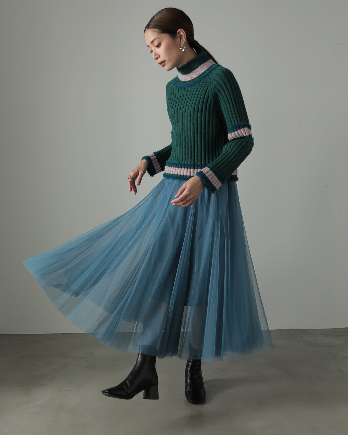 color combination ribbed pullover