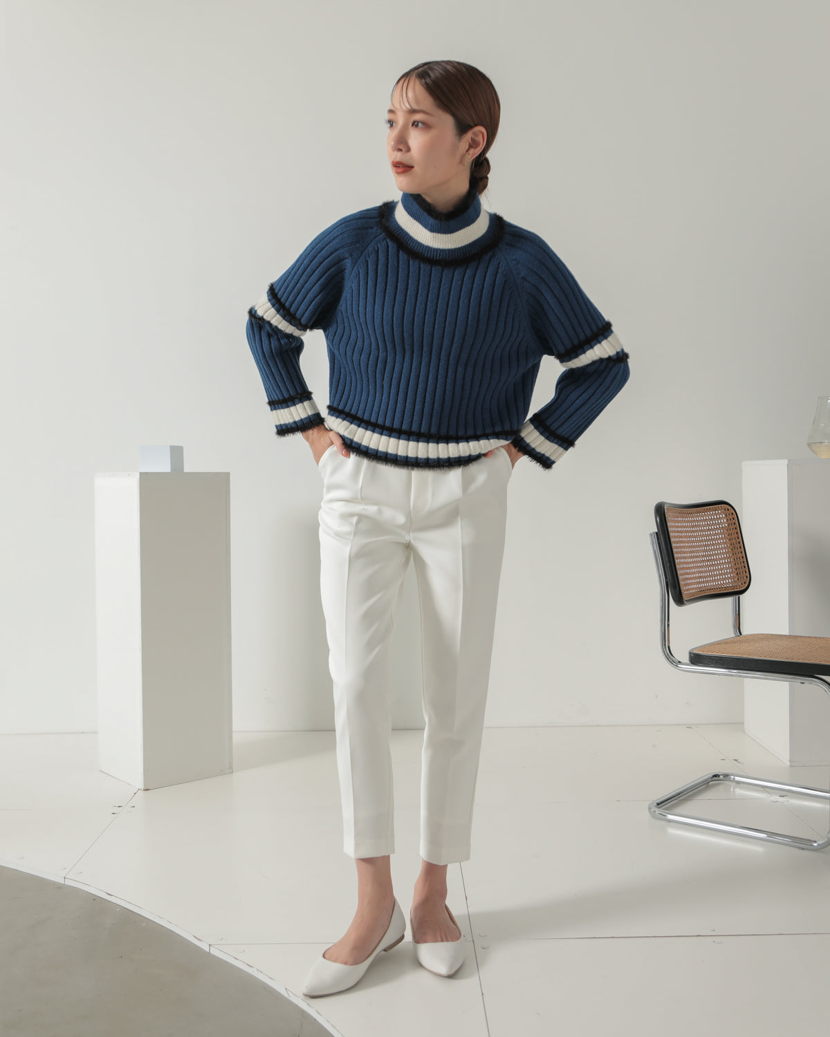 color combination ribbed pullover