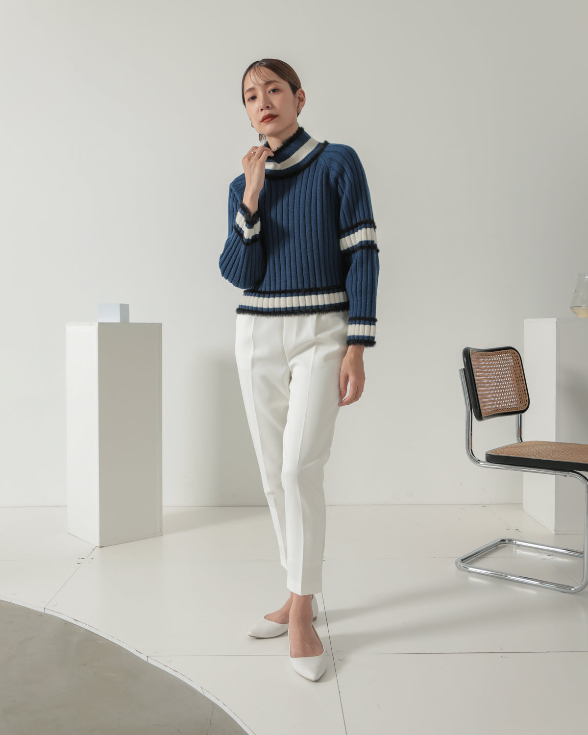 color combination ribbed pullover