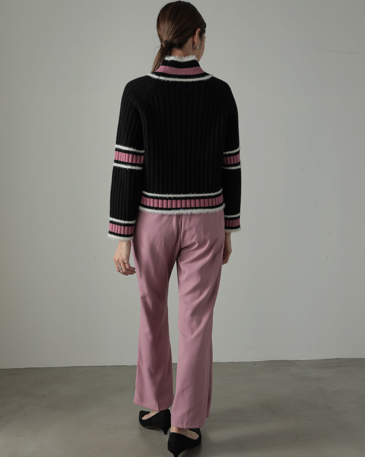 color combination ribbed pullover