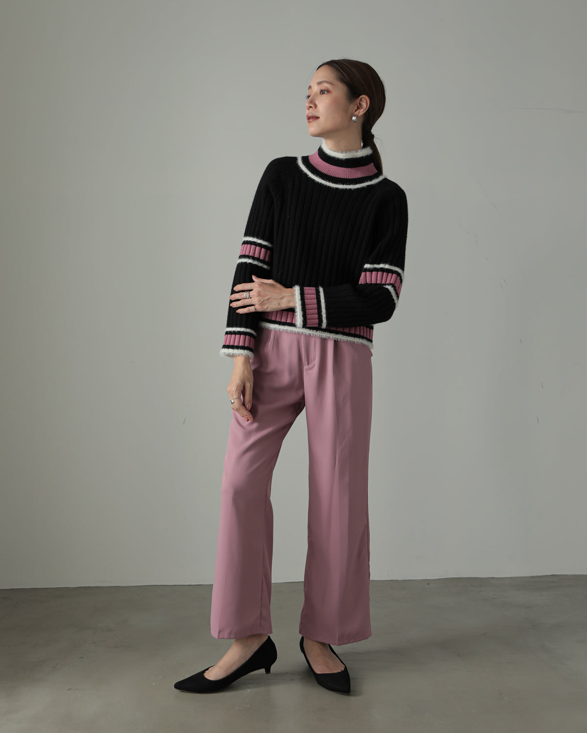 color combination ribbed pullover