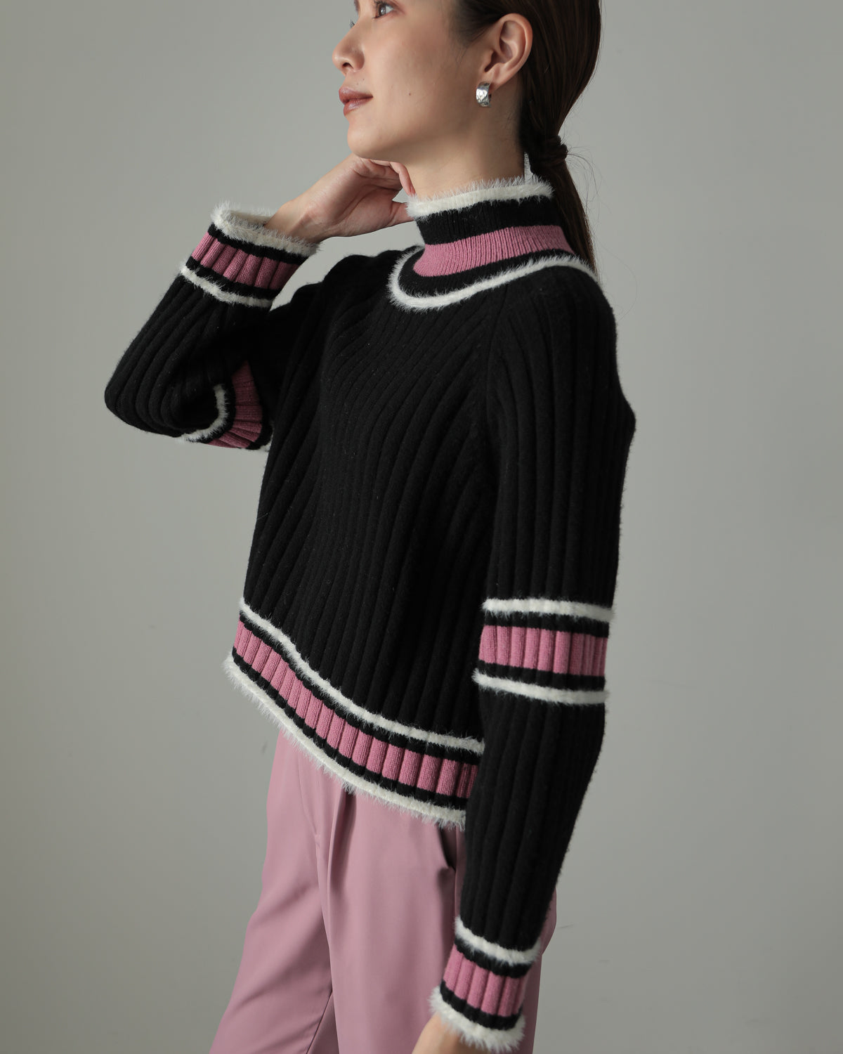 color combination ribbed pullover