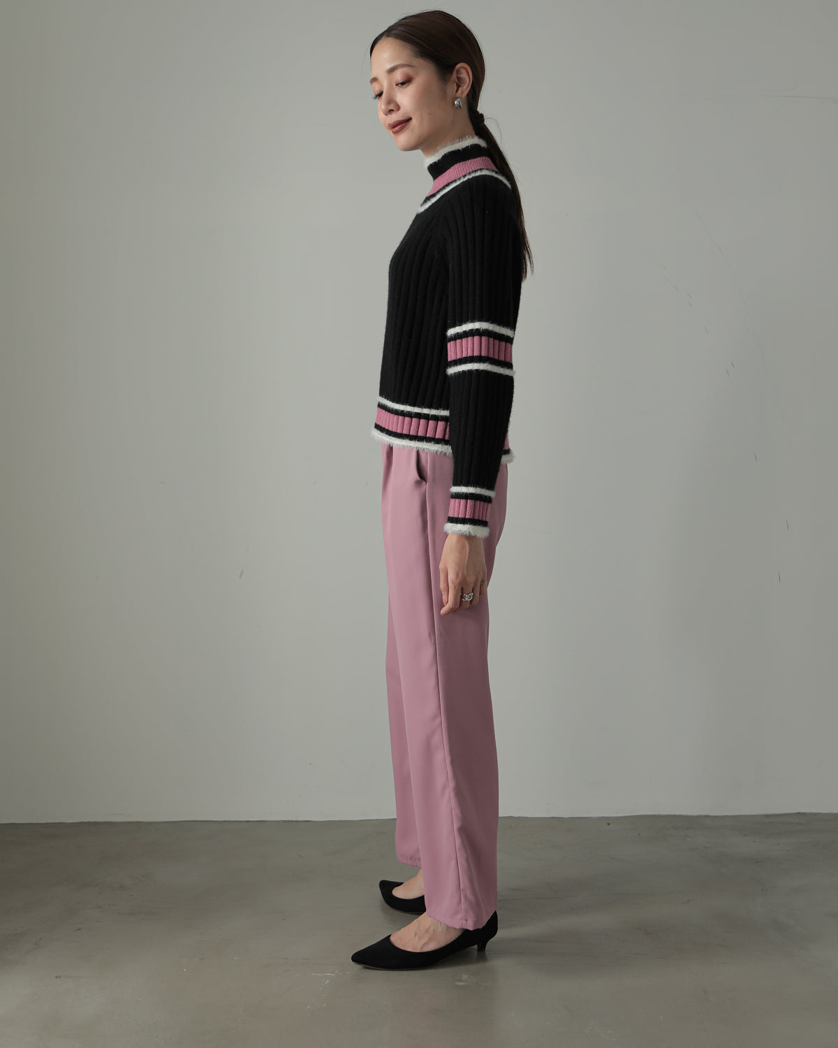 color combination ribbed pullover