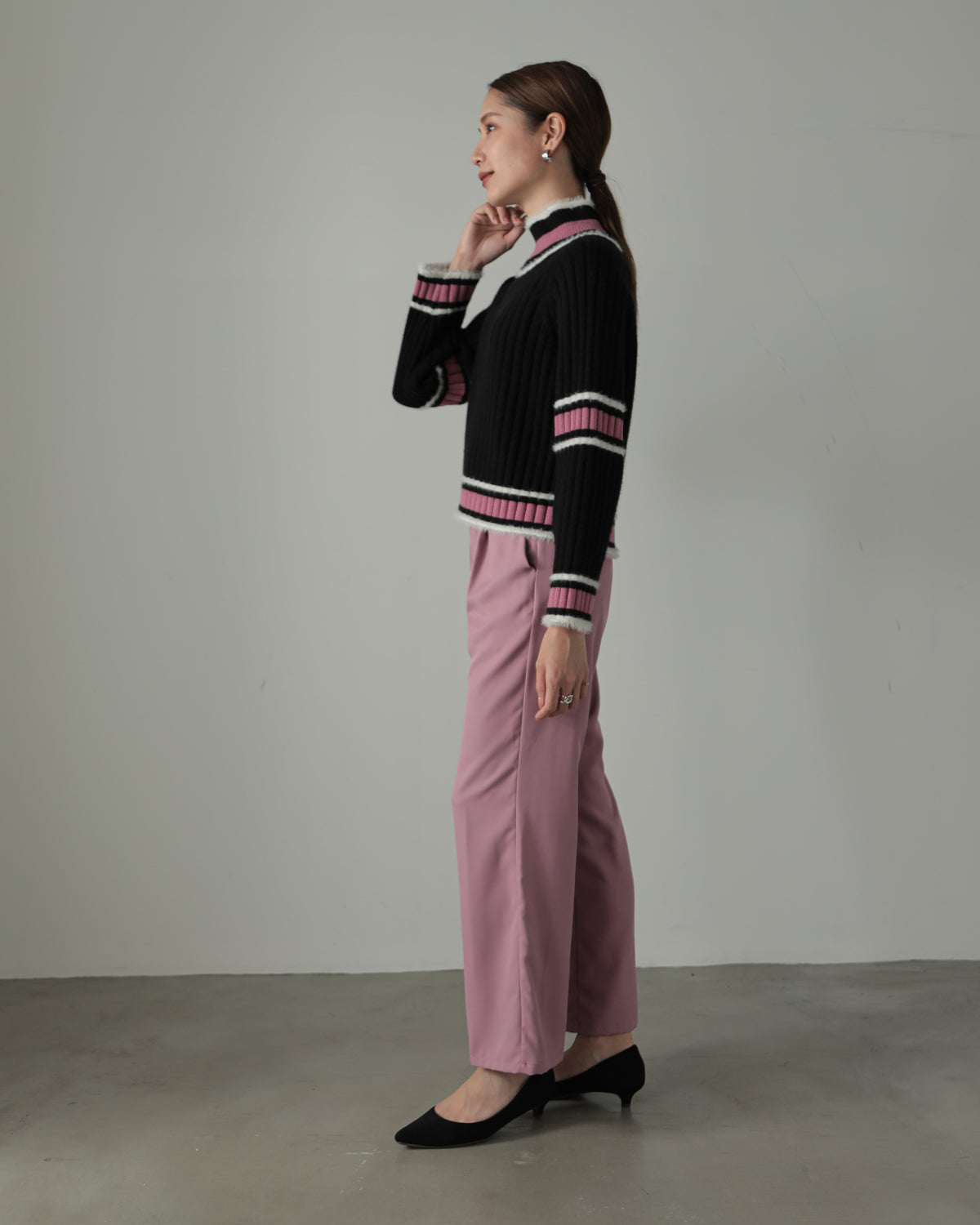 color combination ribbed pullover