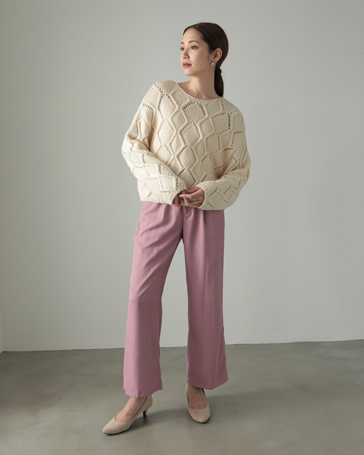 diamond pattern knitted pullover