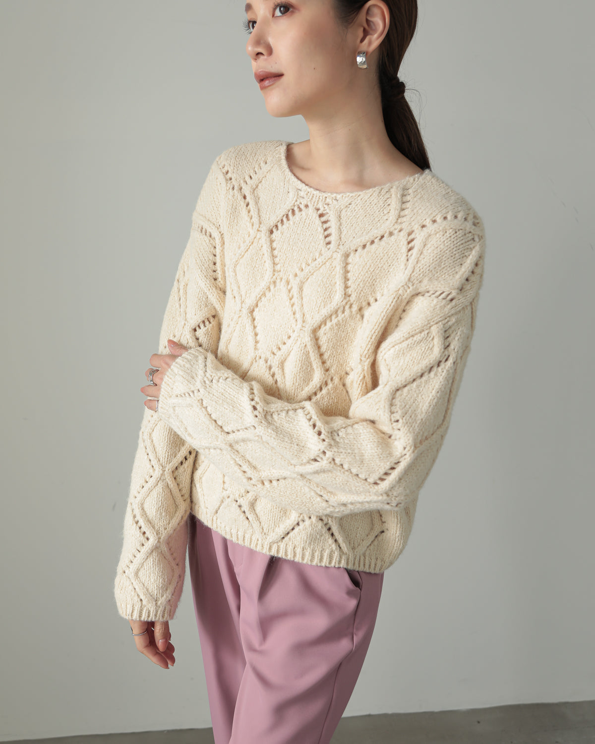 diamond pattern knitted pullover