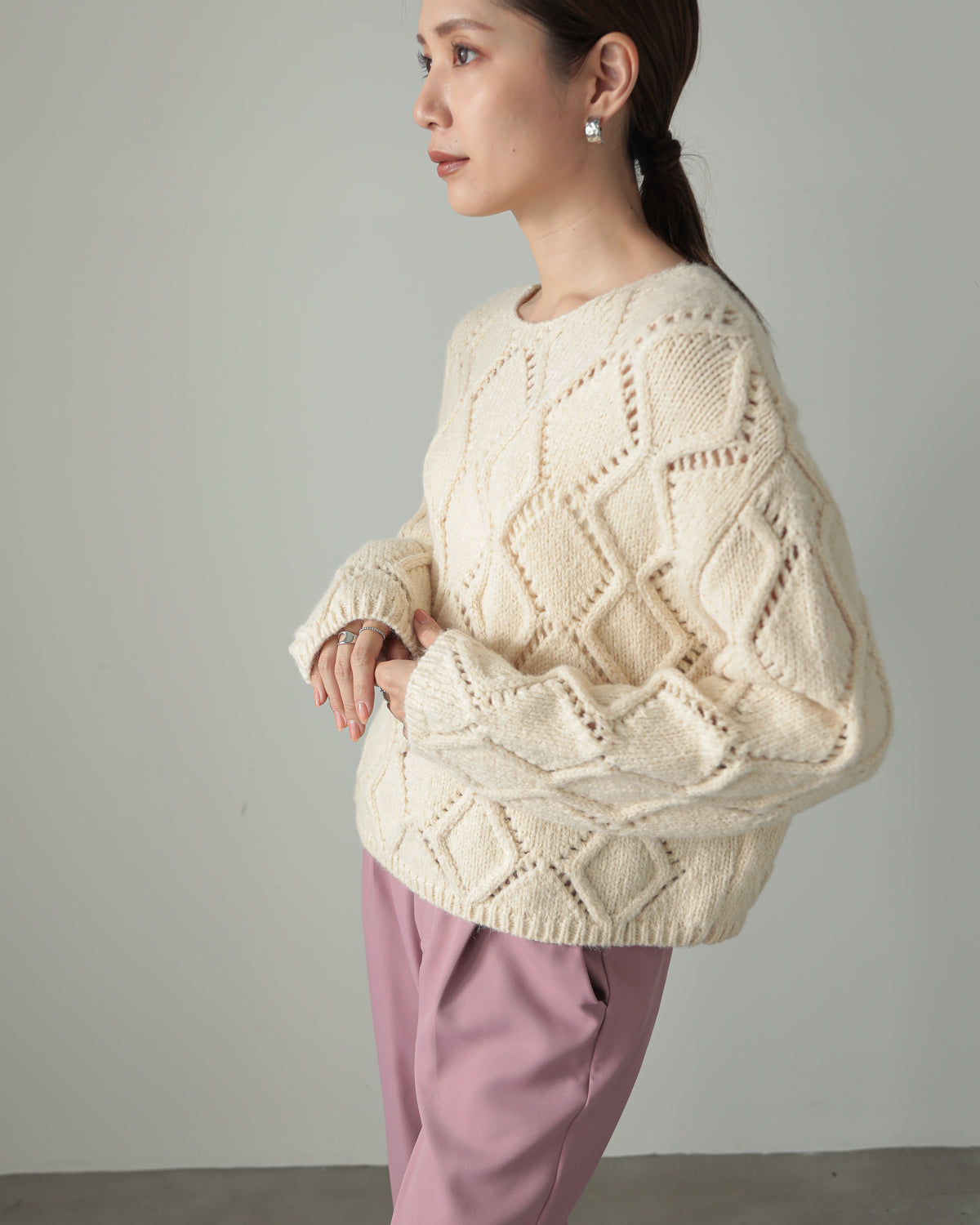 diamond pattern knitted pullover