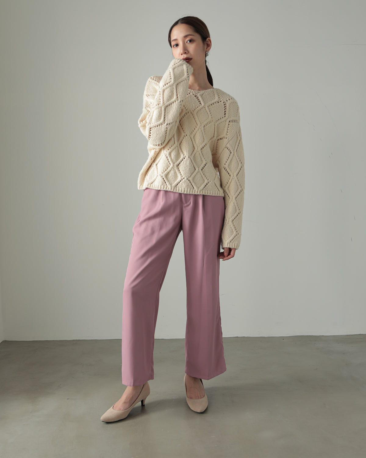 diamond pattern knitted pullover