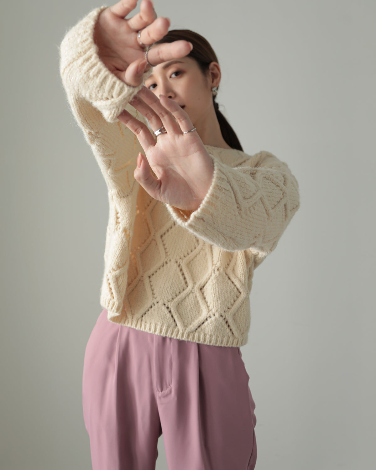 diamond pattern knitted pullover